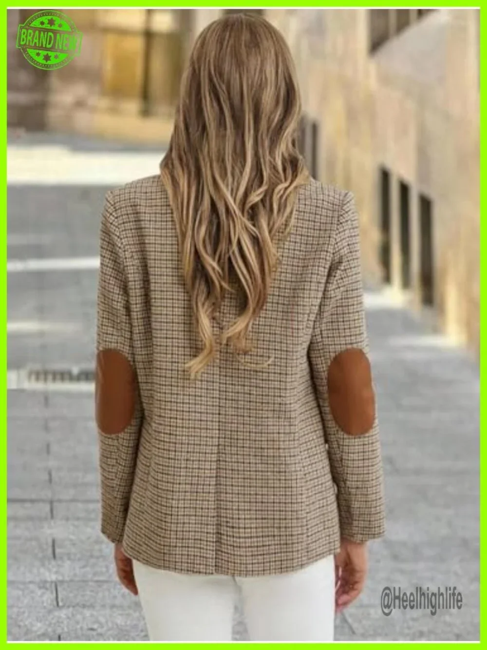 Tweed Plaid Blazer Full Lining Business Casual Work Office Dressy Jacket Pockets